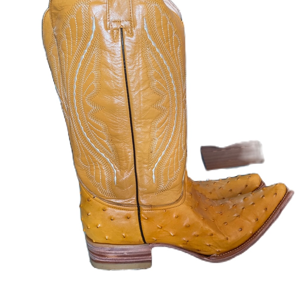Campos Men's Orange Ostrich Cowboy boots - Picture 5 of 6